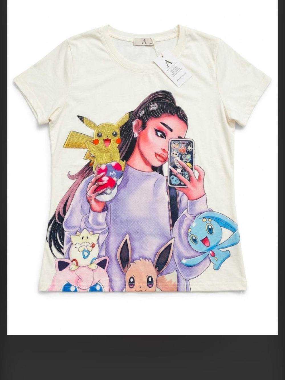 Girls Cream Graphic Pokémon Selfie Tee